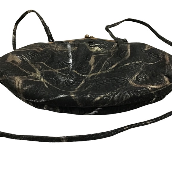 Fancy Nancy Handbag Patterned Fabric Scrolled Decorative Metal Purse - Picture 13 of 13